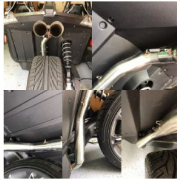 1320 Performance Polaris Slingshot rear center exit exhaust big wheel/tire upgrade pipes. - SUSPENSION EXHAUST
