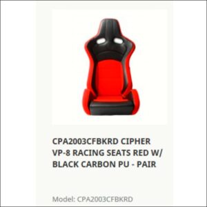 CIPHER CPA2003CFBKBU VP-8 RACING SEATS BLUE W/ BLACK CARBON PU - PAIR - interior